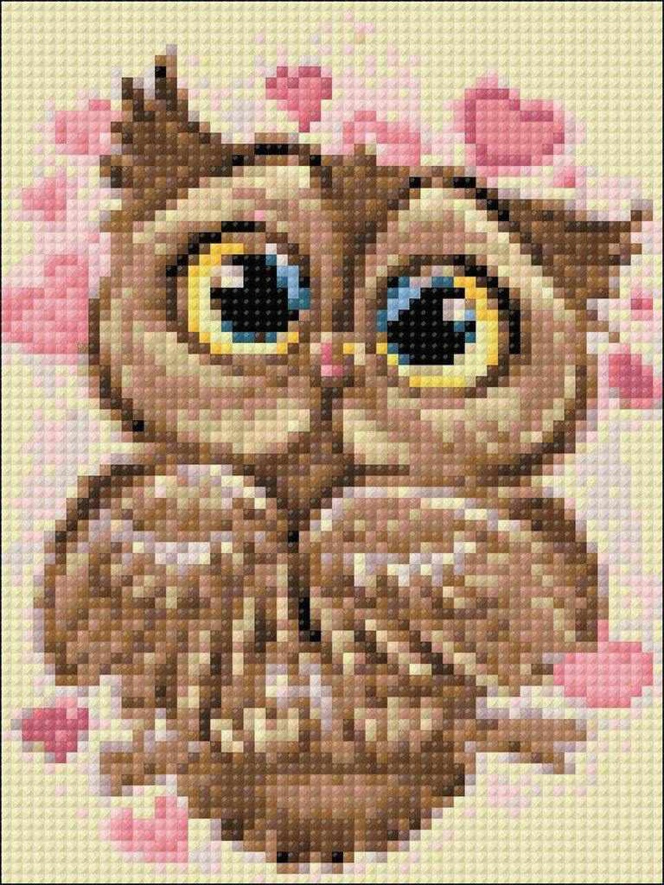 Owl in Love WD296 5.9 x 7.9 inches Wizardi Diamond Painting Kit